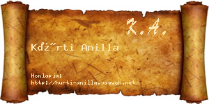 Kürti Anilla névjegykártya